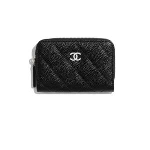 Chanel caviar quilted zip coin purse black